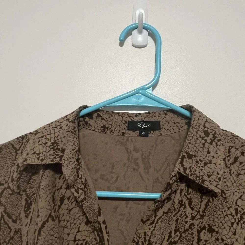 Rails Tan Snake Print Button Down Shirt - image 4